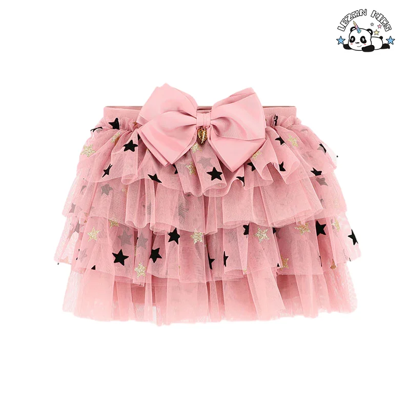 LEZONKIDS - 2024 New Girls Suit 2-14T Size Children Party Round Neck Flying Sleeve Top and Skirt Kids Suit